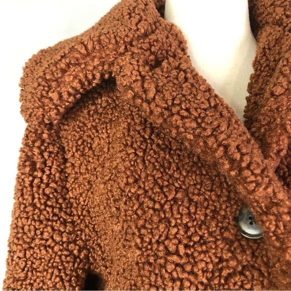 J. Crew long teddy coat faux fur sherpa persian lamb brown MP - Picture 2 of 12